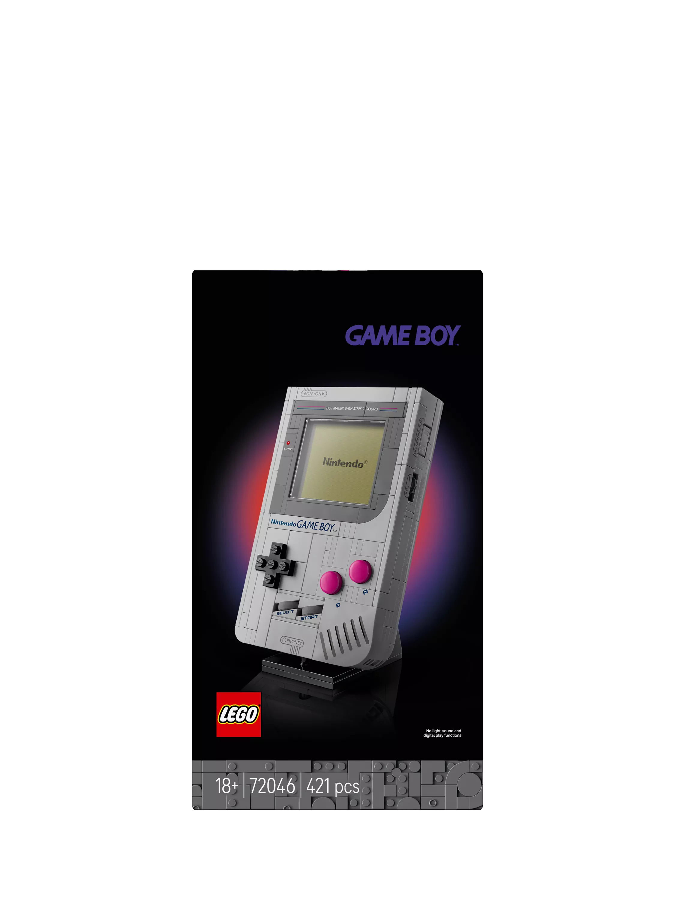 LEGO Game Boy replica building set with interchangeable game paks and display stand, UK version