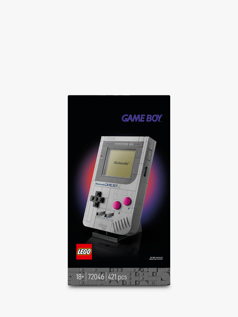 LEGO Game Boy replica building set with interchangeable game paks and display stand, UK version