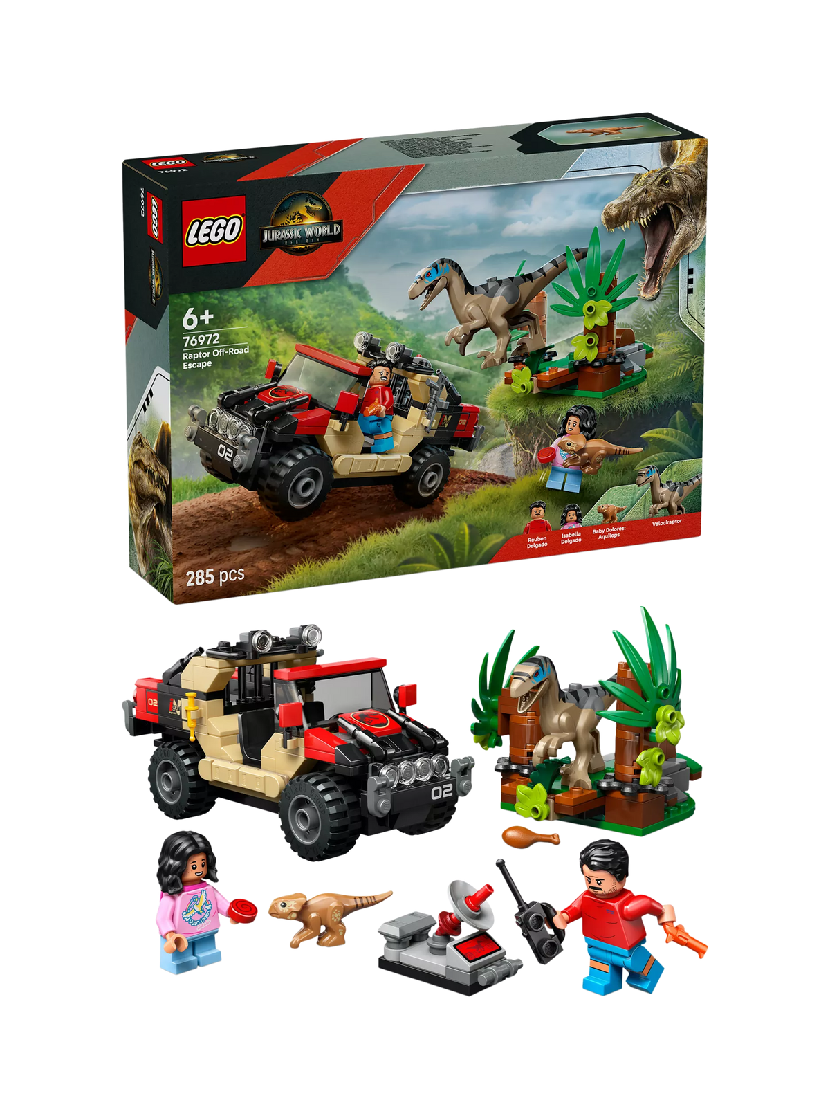 LEGO Jurassic World Raptor Off-Road Escape building set, UK version