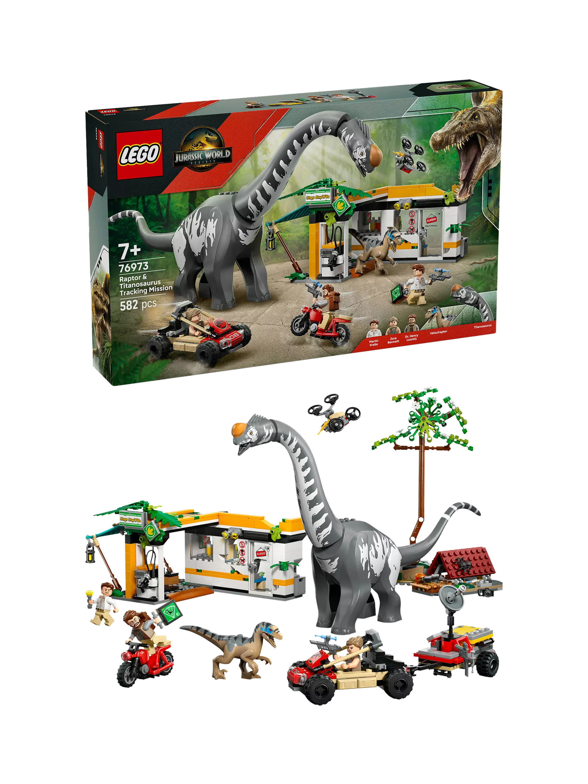 LEGO Jurassic World Raptor and Titanosaurus Tracking Mission 76973 (British brand)
