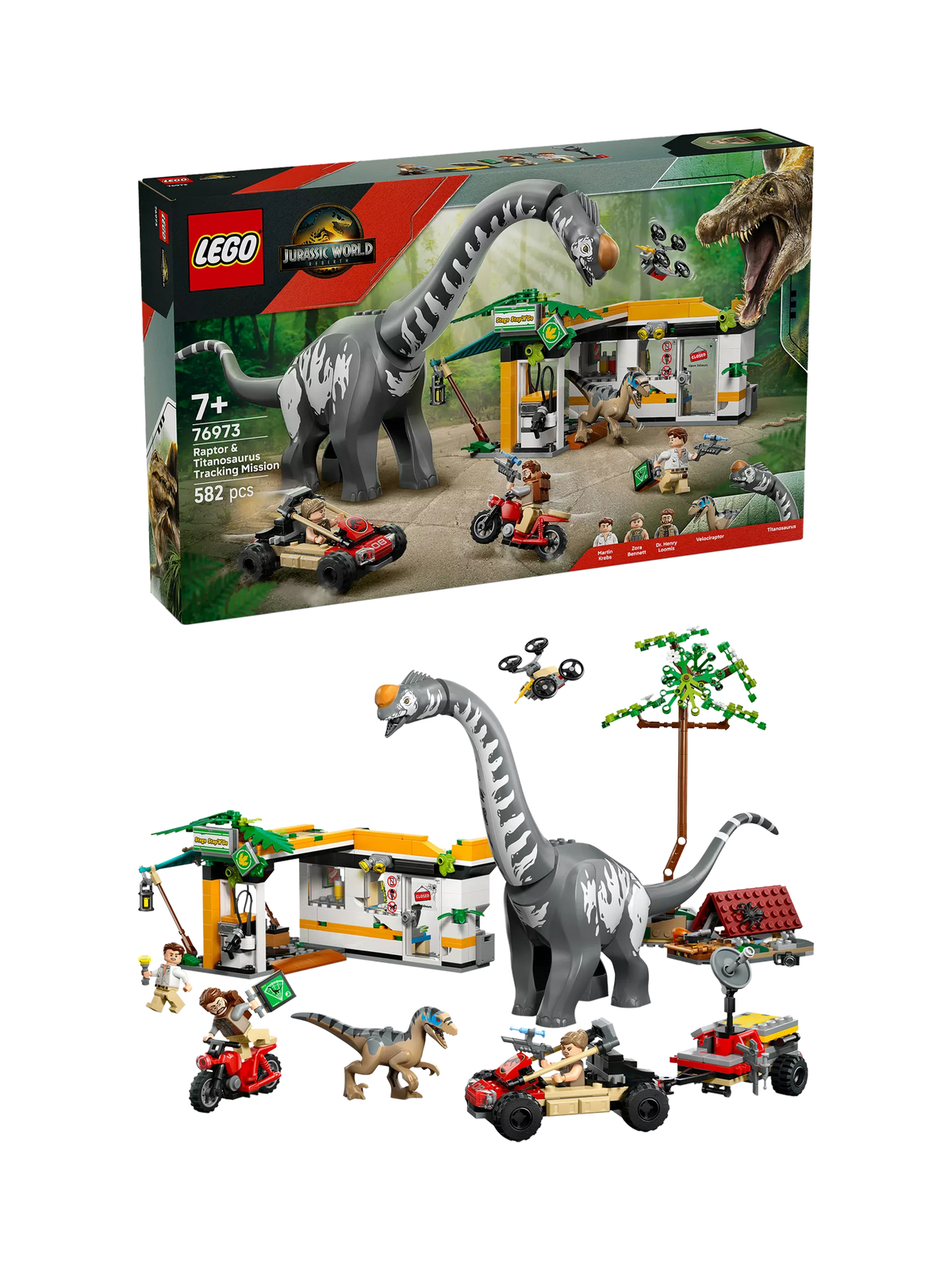 LEGO Jurassic World Raptor and Titanosaurus Tracking Mission 76973 (British brand)