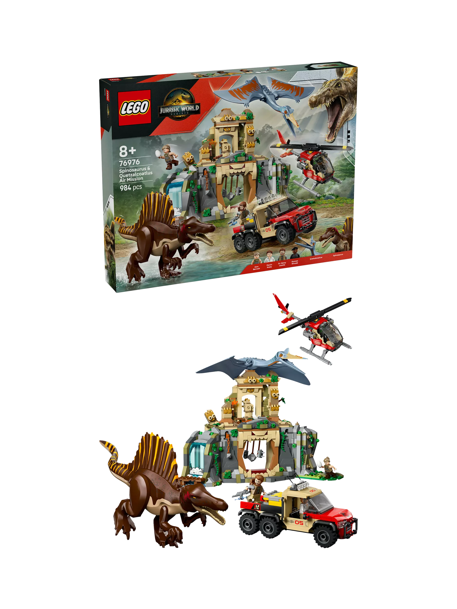 LEGO Jurassic World Spinosaurus and Quetzalcoatlus Air Mission building set, UK version