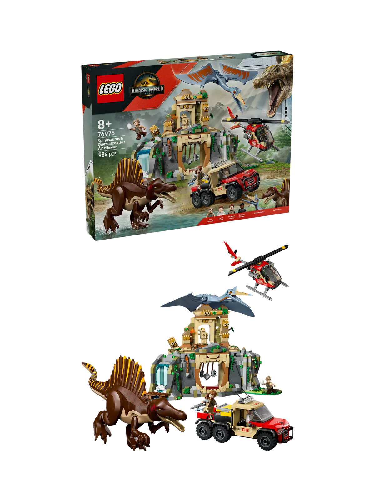 LEGO Jurassic World Spinosaurus and Quetzalcoatlus Air Mission building set, UK version
