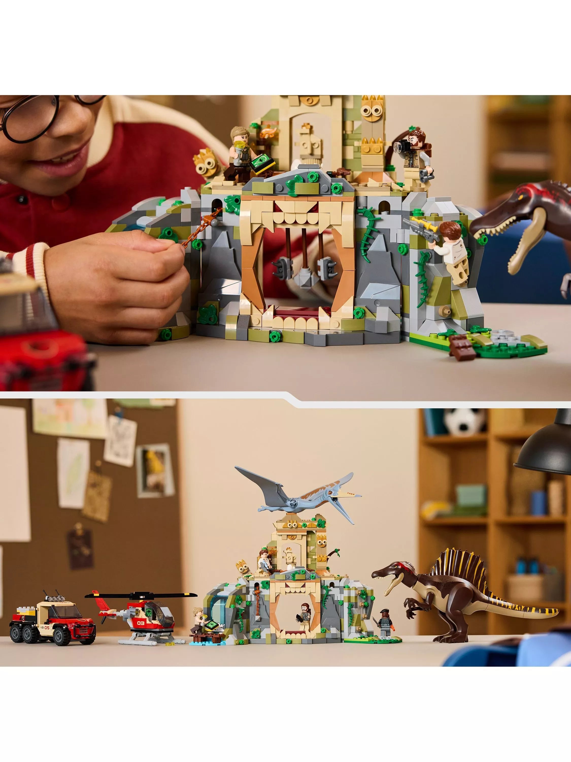 LEGO Jurassic World Spinosaurus and Quetzalcoatlus Air Mission building set, UK version