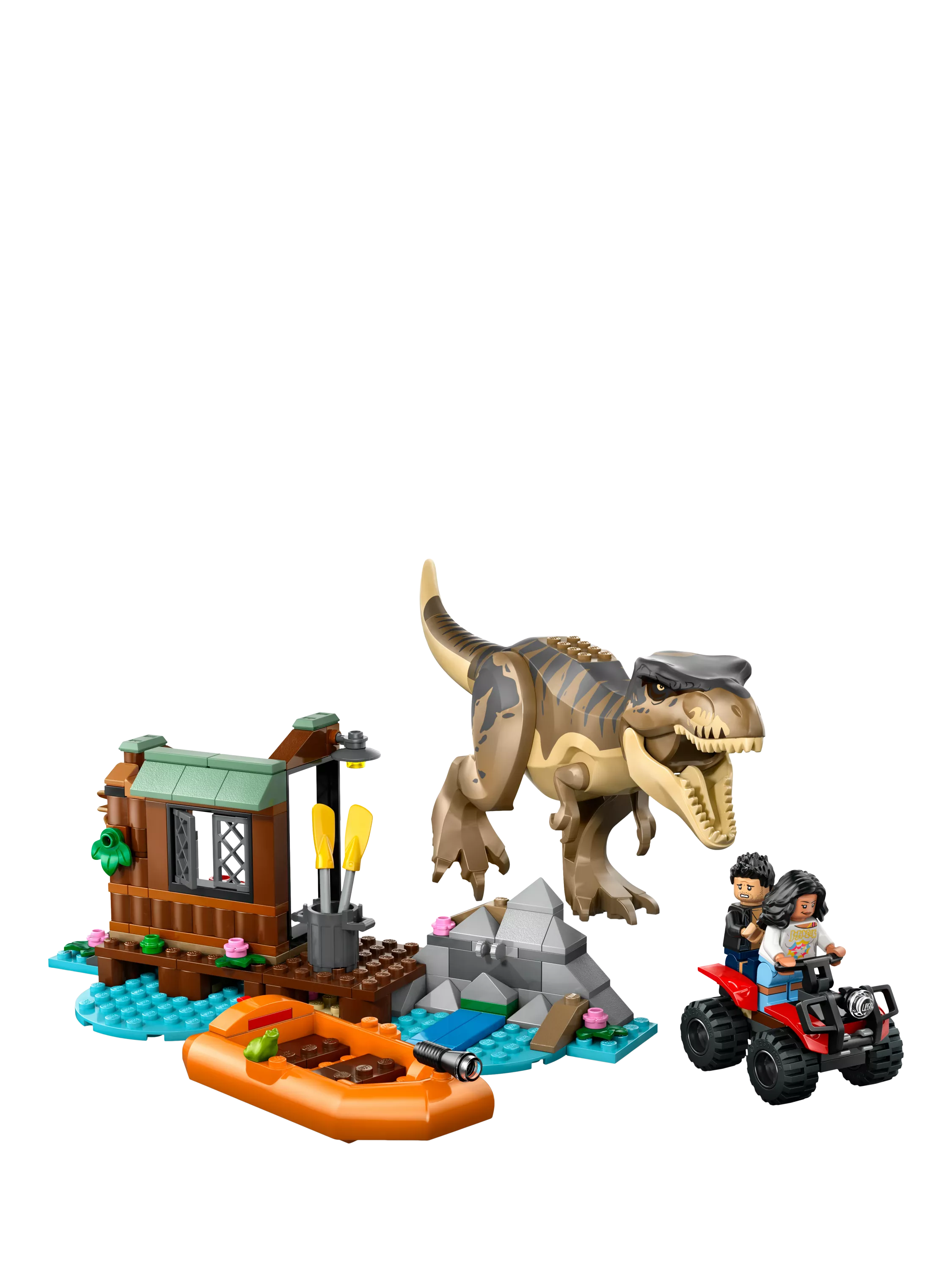 LEGO T. rex River Escape 199-piece building set, imported from the UK