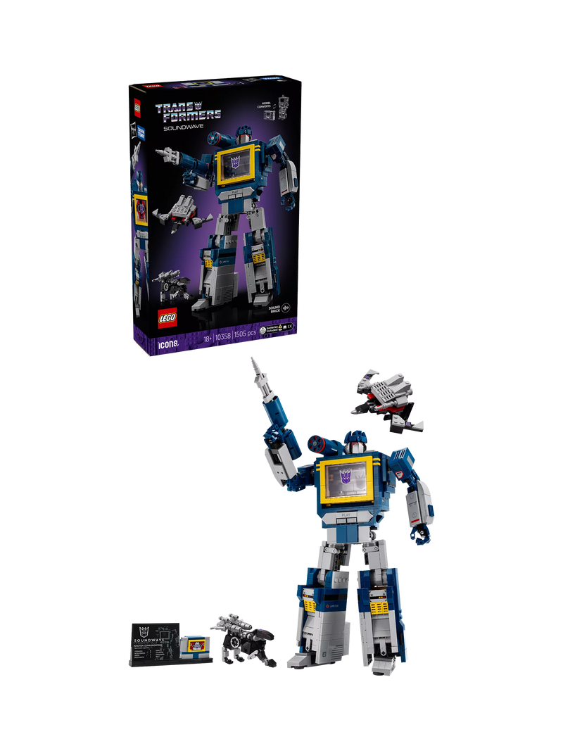 LEGO Icons Transformers Soundwave building set 1505 pieces, imported from the UK