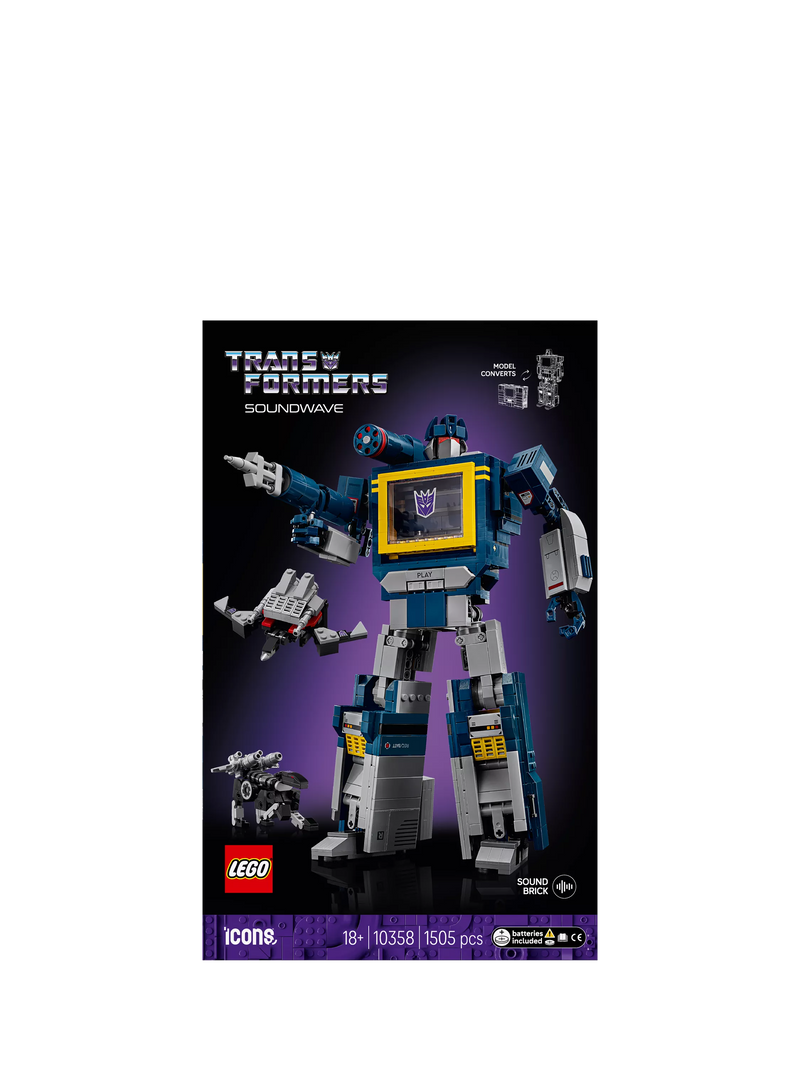 LEGO Icons Transformers Soundwave building set 1505 pieces, imported from the UK