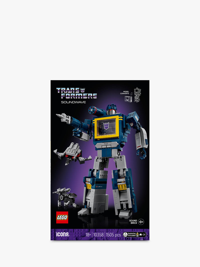 LEGO Icons Transformers Soundwave building set 1505 pieces, imported from the UK