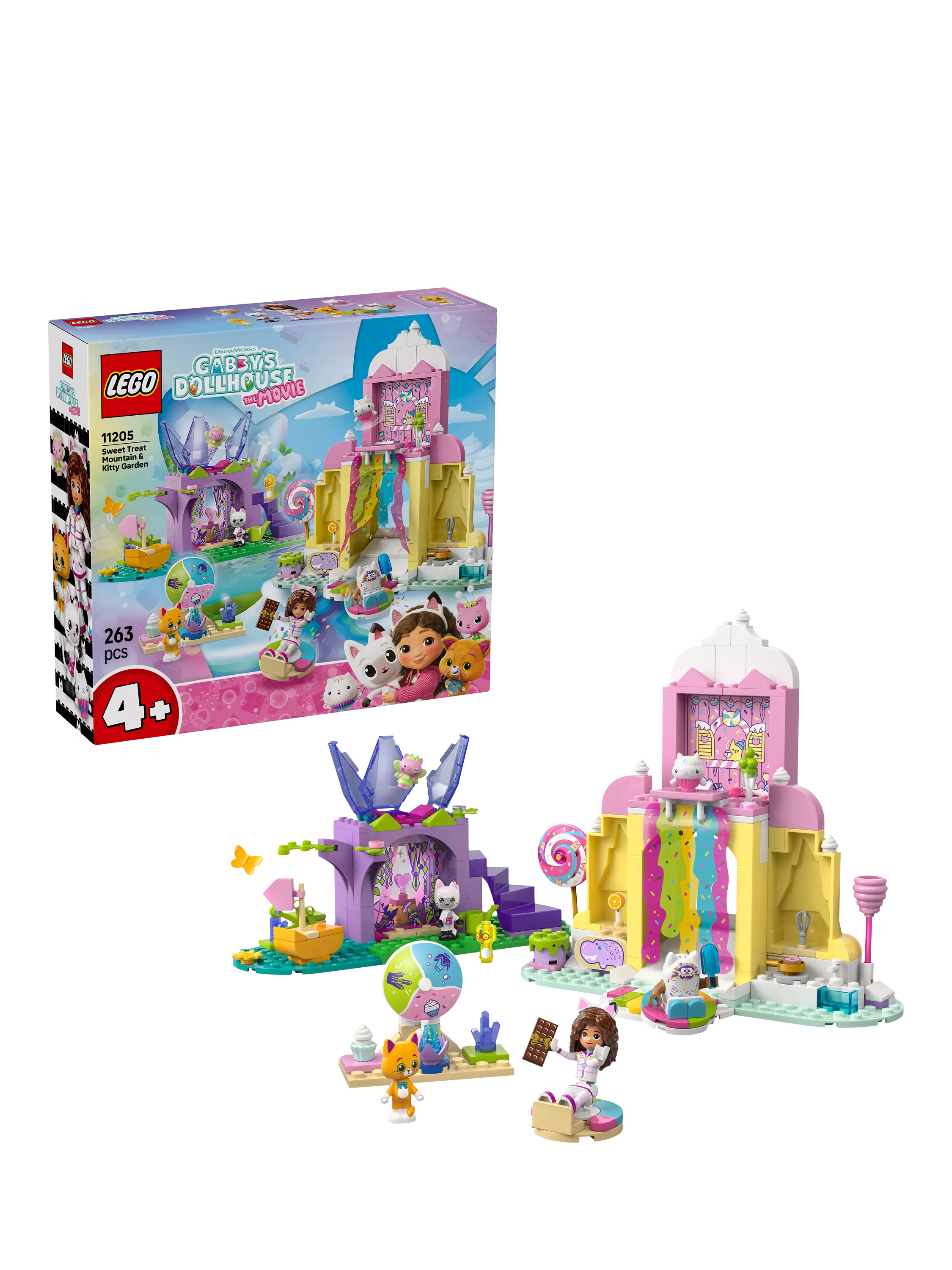 Lego Gabby's Dollhouse Sweet Treat Mountain & Kitty Garden building set 263 pieces, UK version