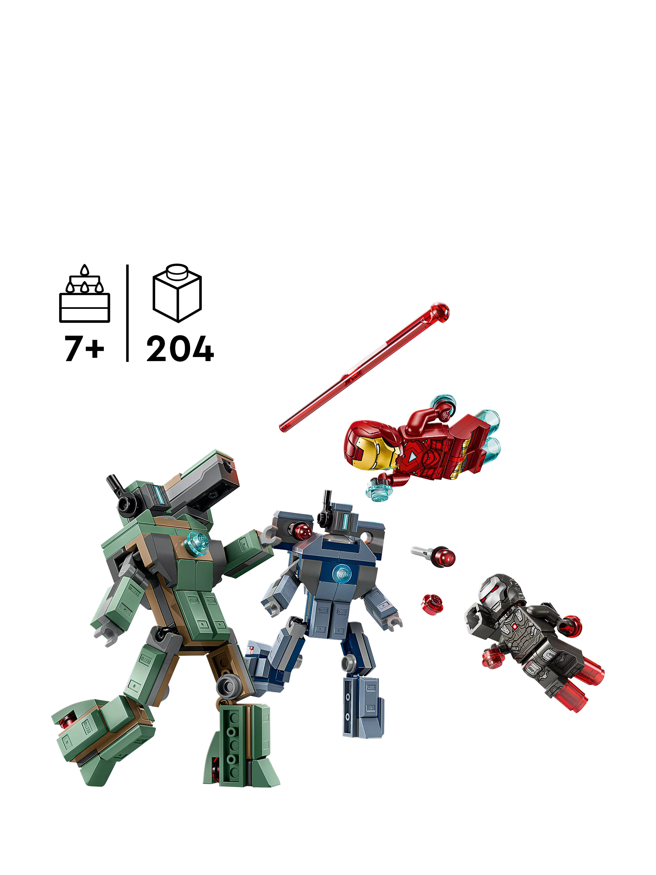 LEGO Marvel 76320 Iron Man & War Machine building set (British brand)