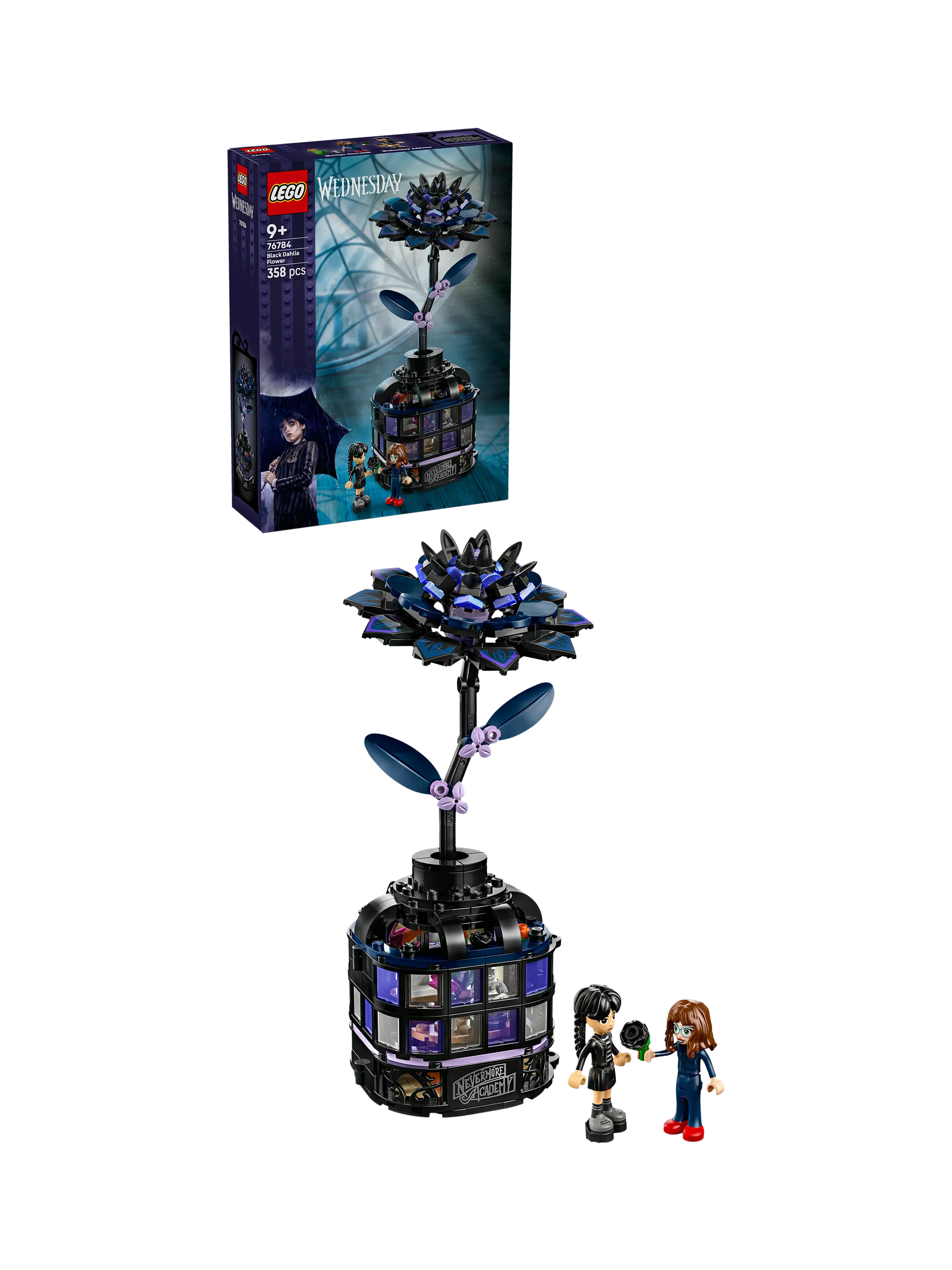 LEGO Wednesday Black Dahlia flower building set 358 pieces (British brand)