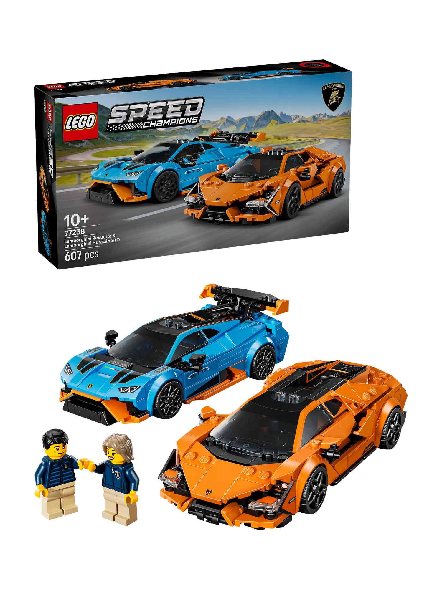 LEGO Speed Champions Lamborghini Revuelto and Huracán STO 607-piece set - British product