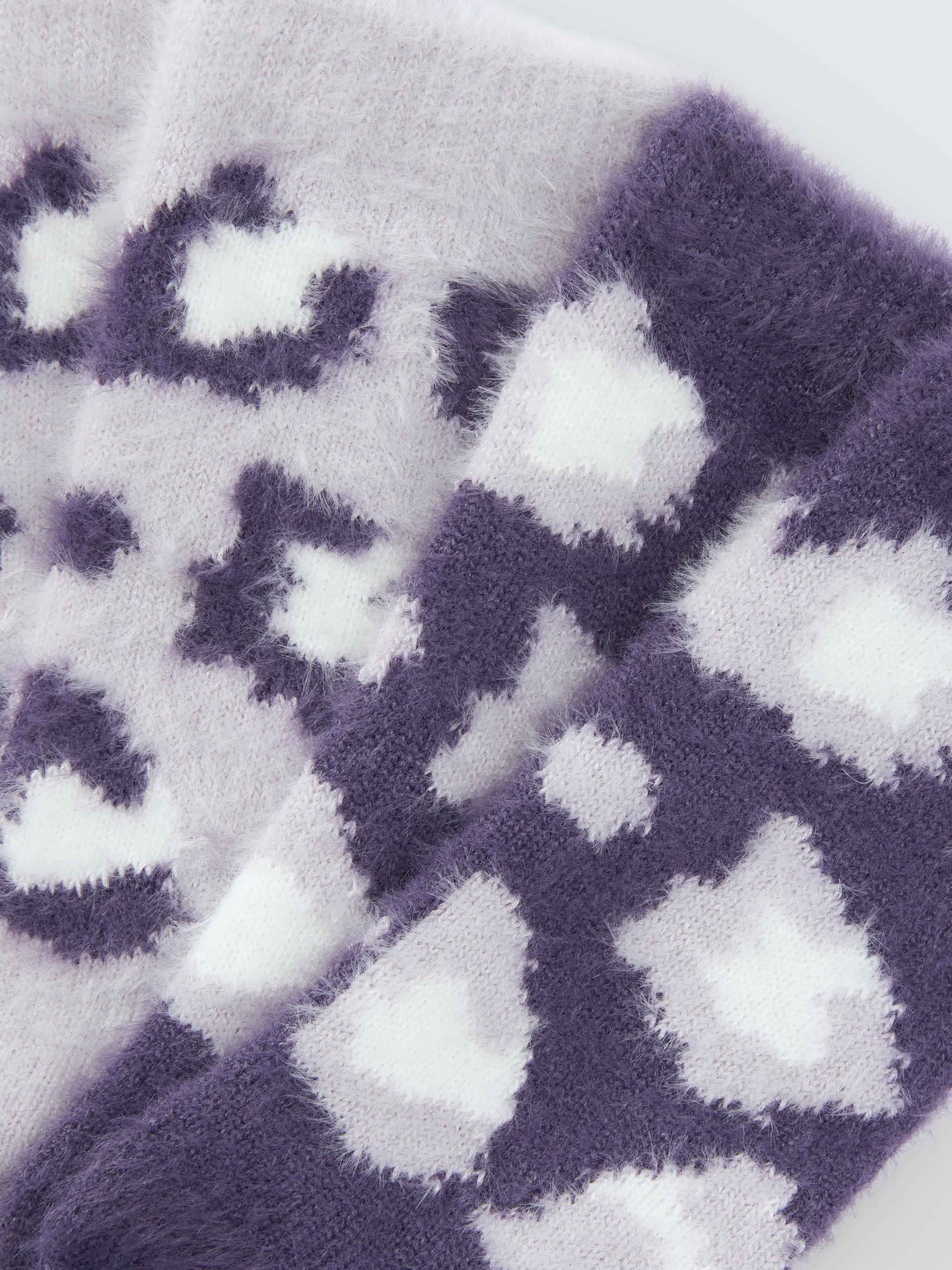 John Lewis lounge socks animal print purple pack of 2, imported from the UK