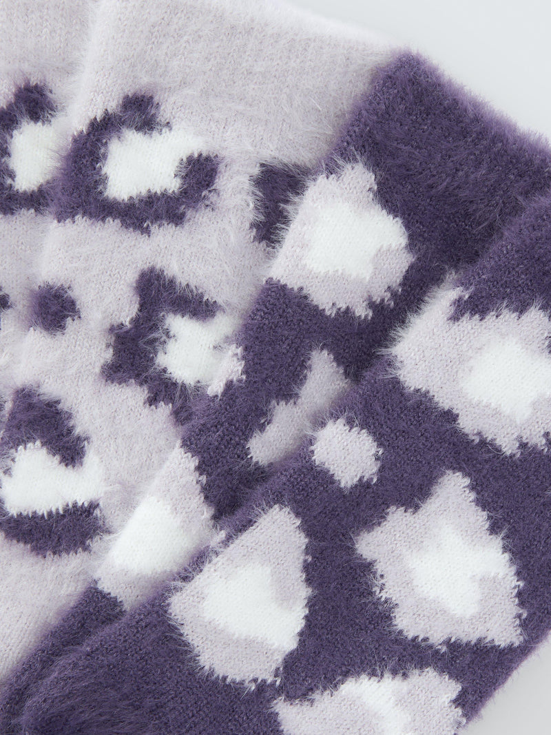 John Lewis lounge socks animal print purple pack of 2, imported from the UK