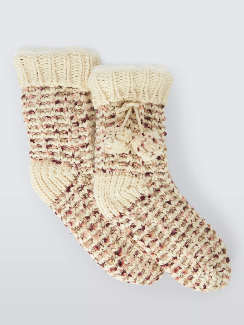 John Lewis chunky knit bootie socks fig (British brand)