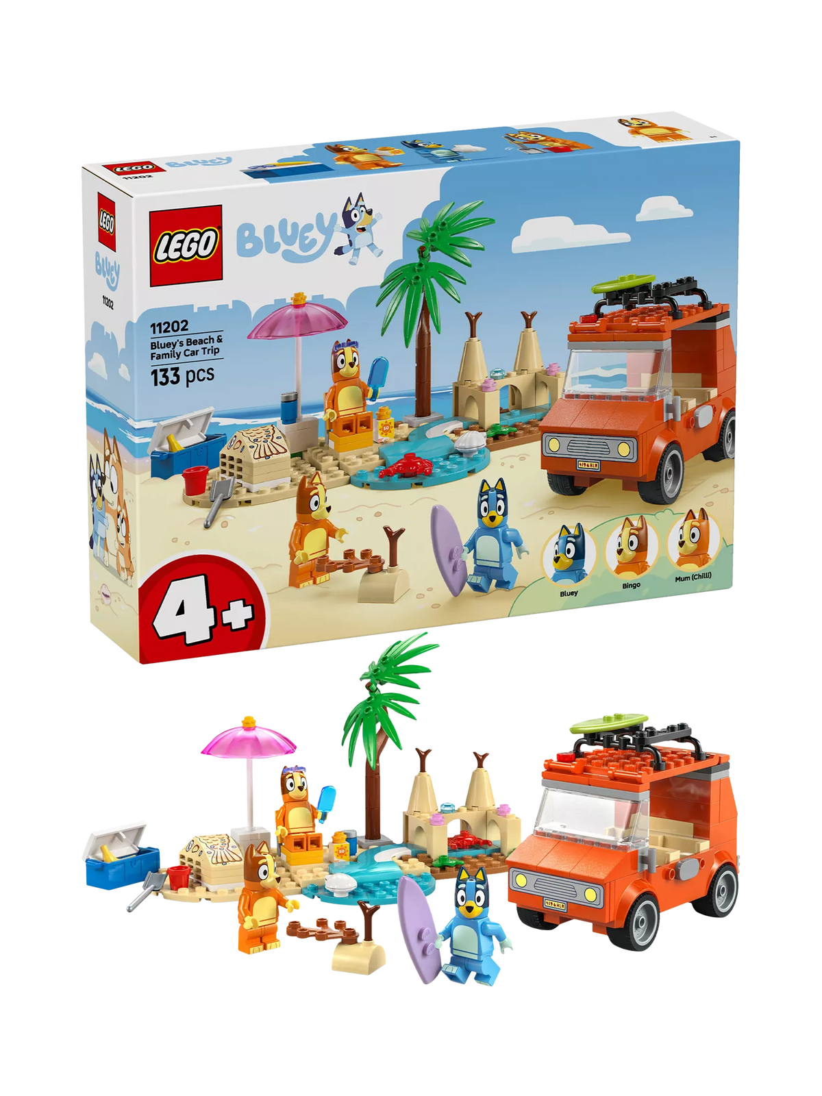 LEGO Bluey beach car trip set 133 pieces, imported from the UK