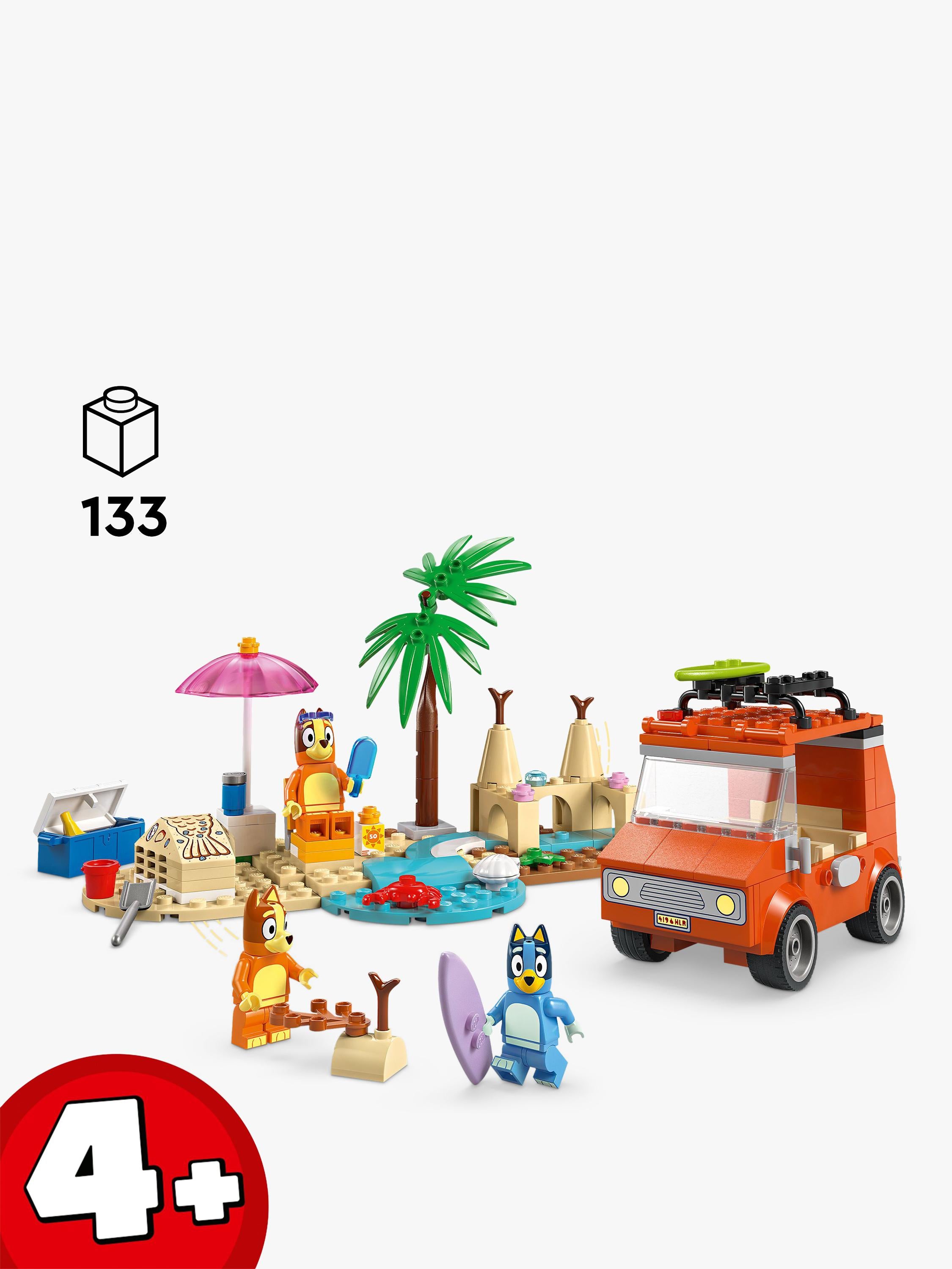 LEGO Bluey beach car trip set 133 pieces, imported from the UK