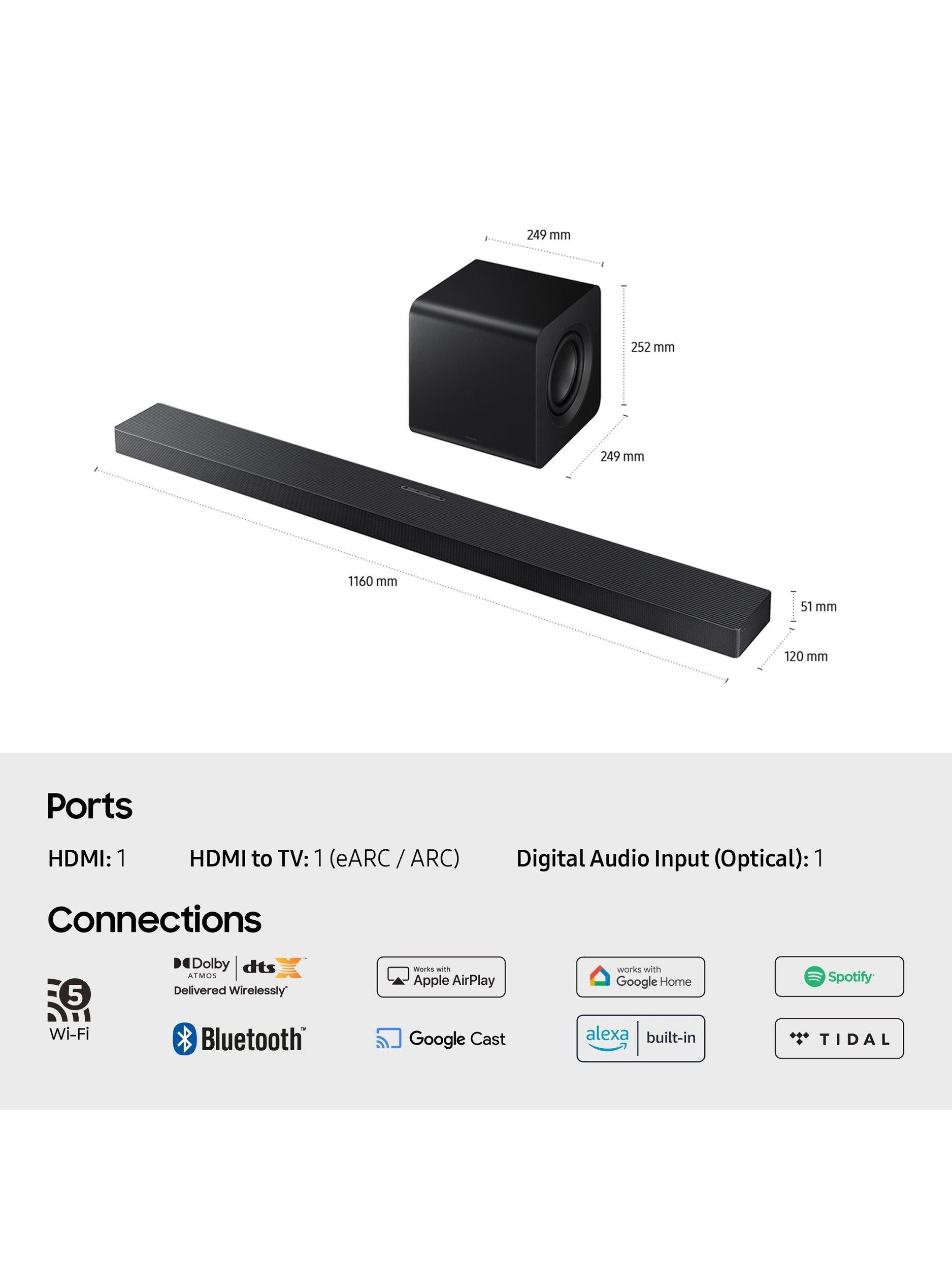 Samsung HW-QS700F soundbar with wireless subwoofer black (British brand)