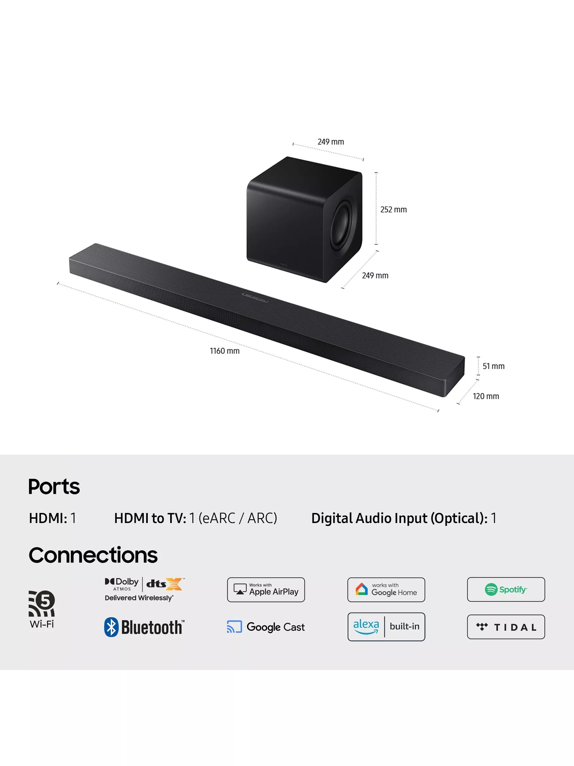 Samsung HW-QS700F soundbar with wireless subwoofer black (British brand)