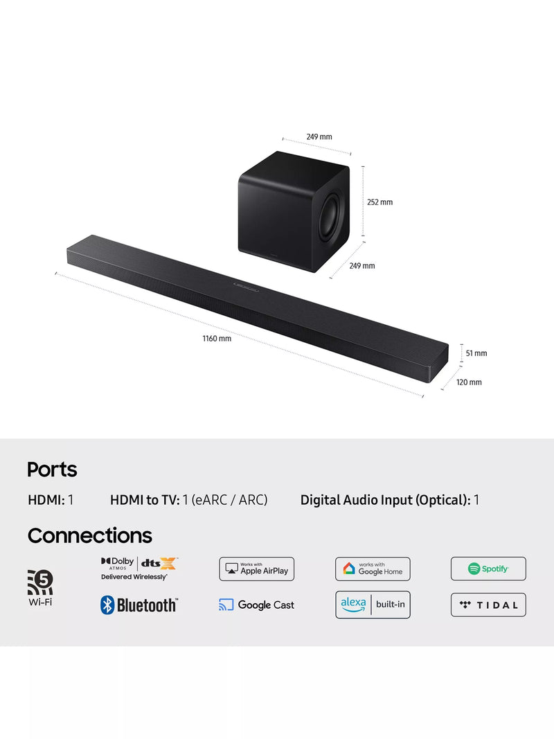 Samsung HW-QS700F soundbar with wireless subwoofer black (British brand)