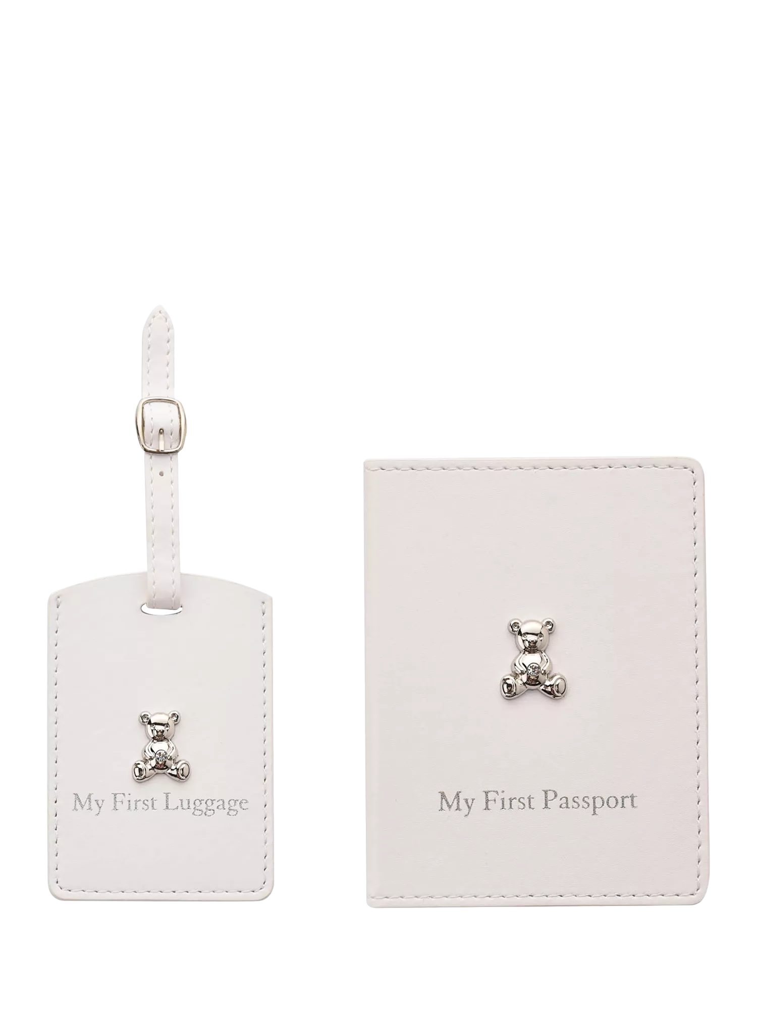 Bambino leatherette passport holder and luggage tag set (British brand)