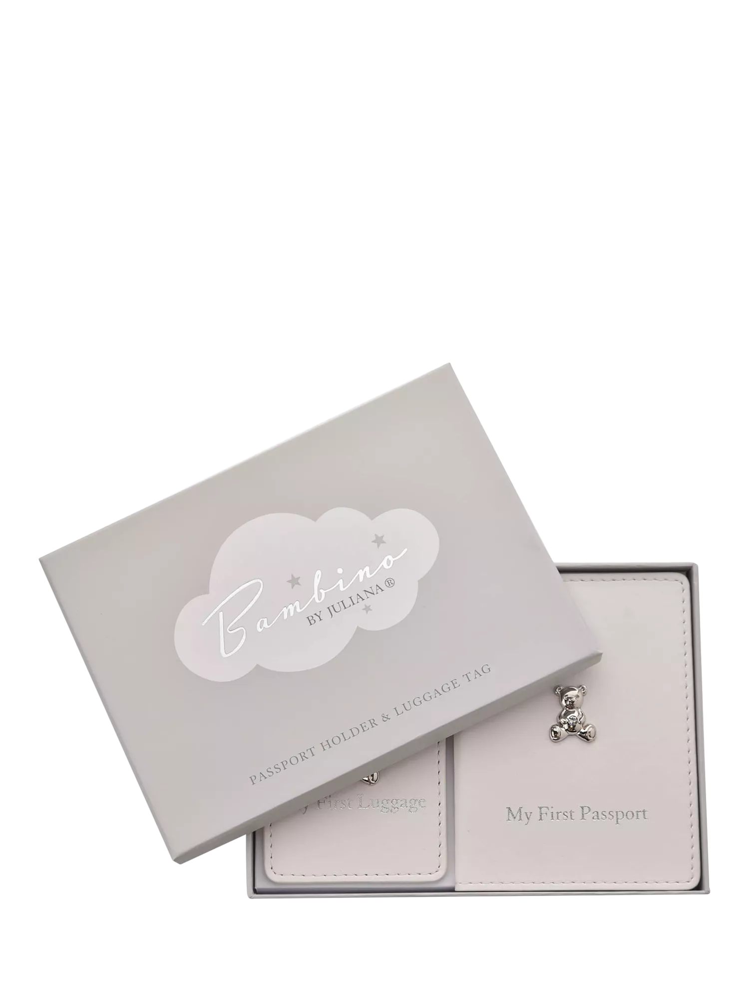 Bambino leatherette passport holder and luggage tag set (British brand)