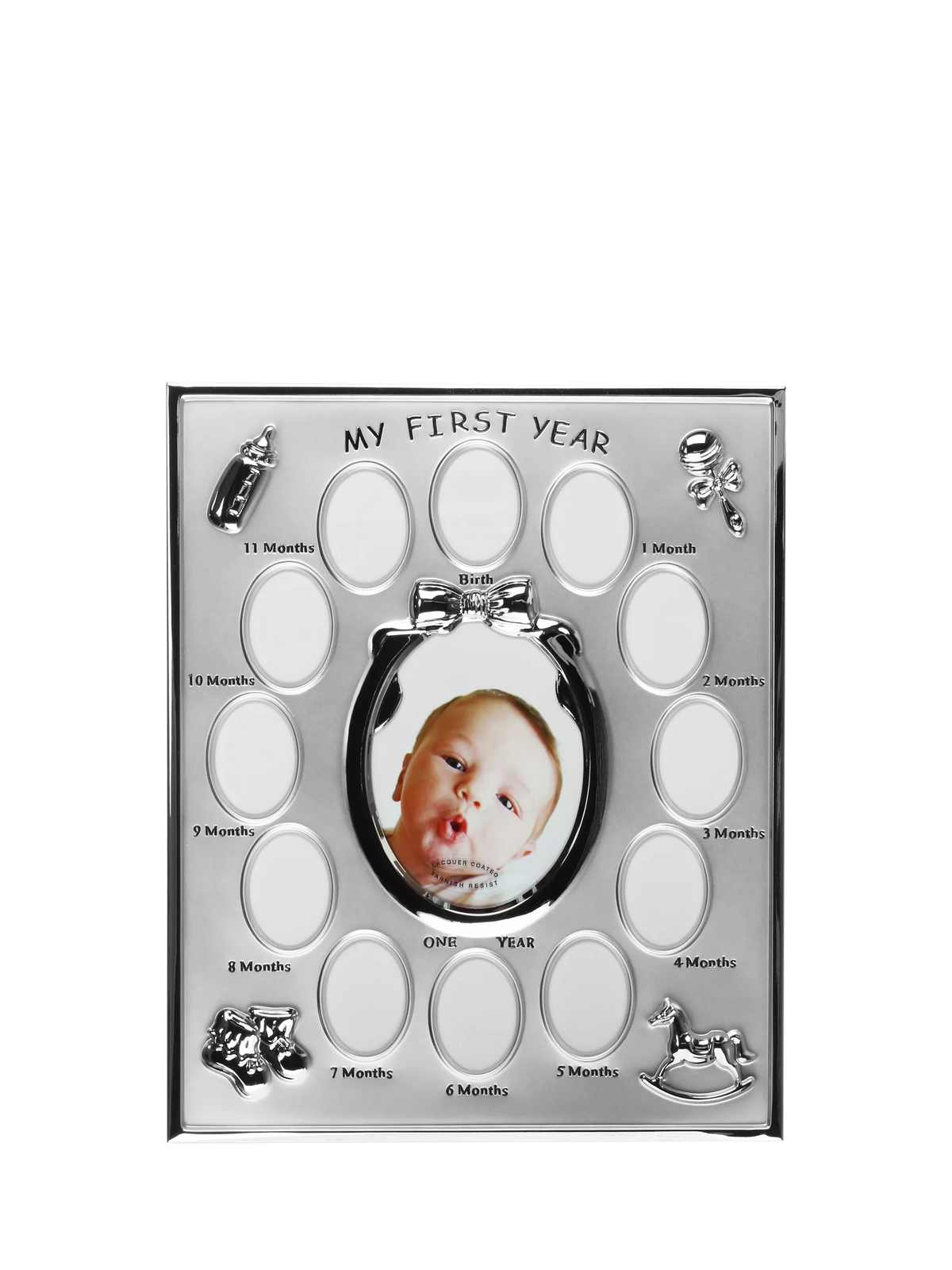 Bambino silver-plated multi-aperture photo frame (British brand)
