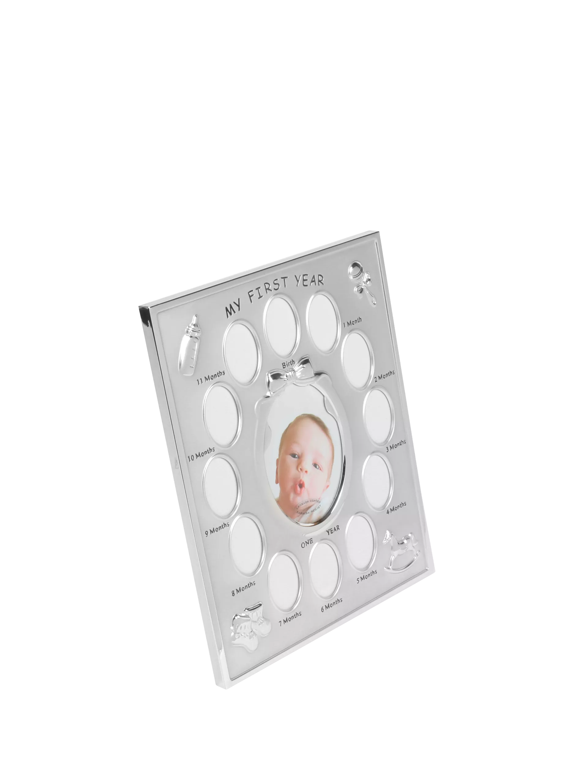 Bambino silver-plated multi-aperture photo frame (British brand)