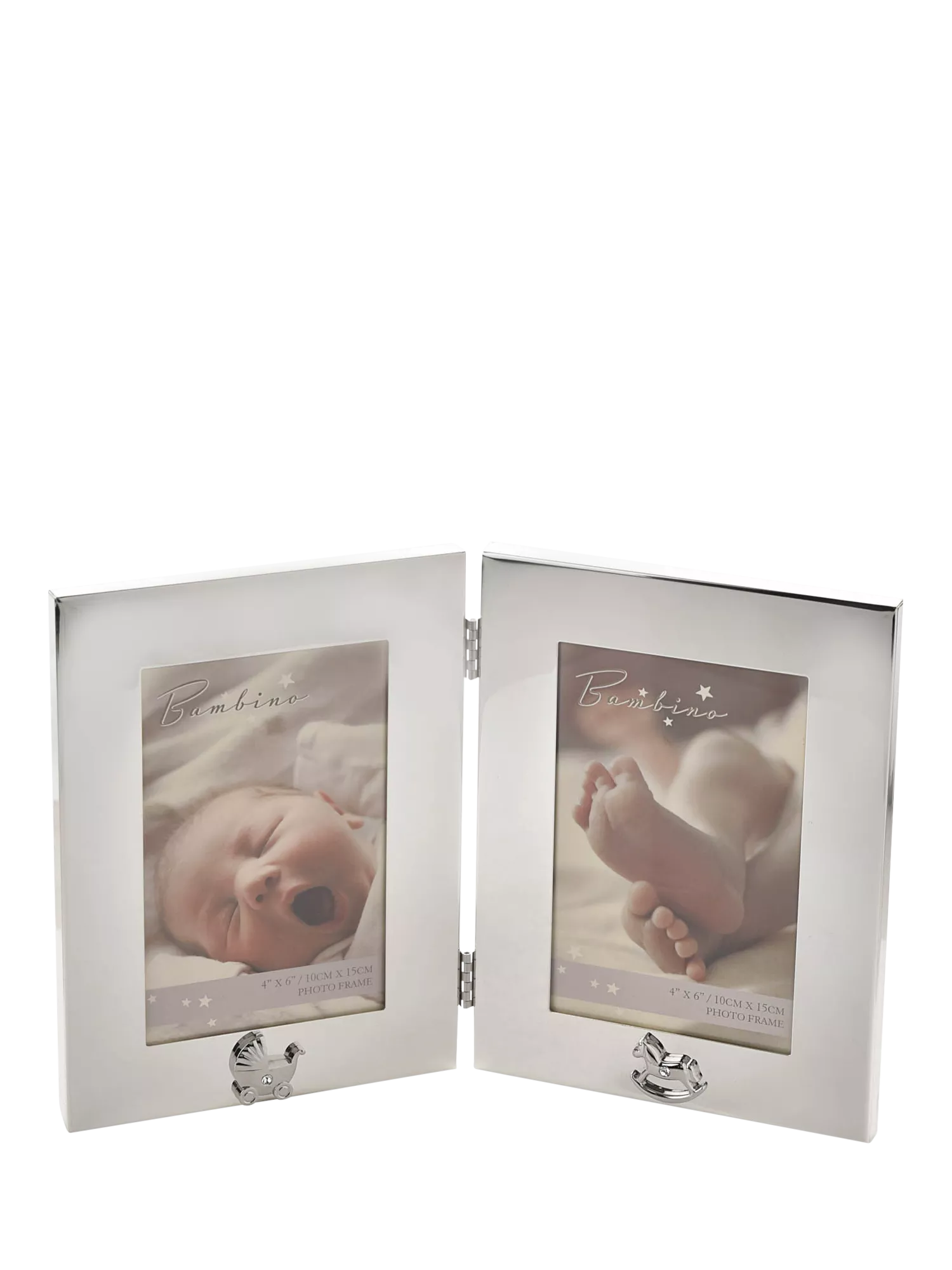Bambino silver-plated double frame pram rocking horse - British product