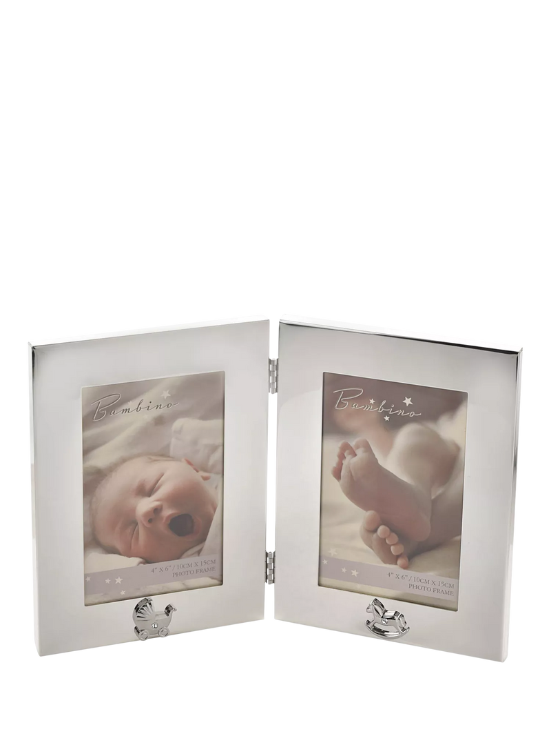 Bambino silver-plated double frame pram rocking horse - British product