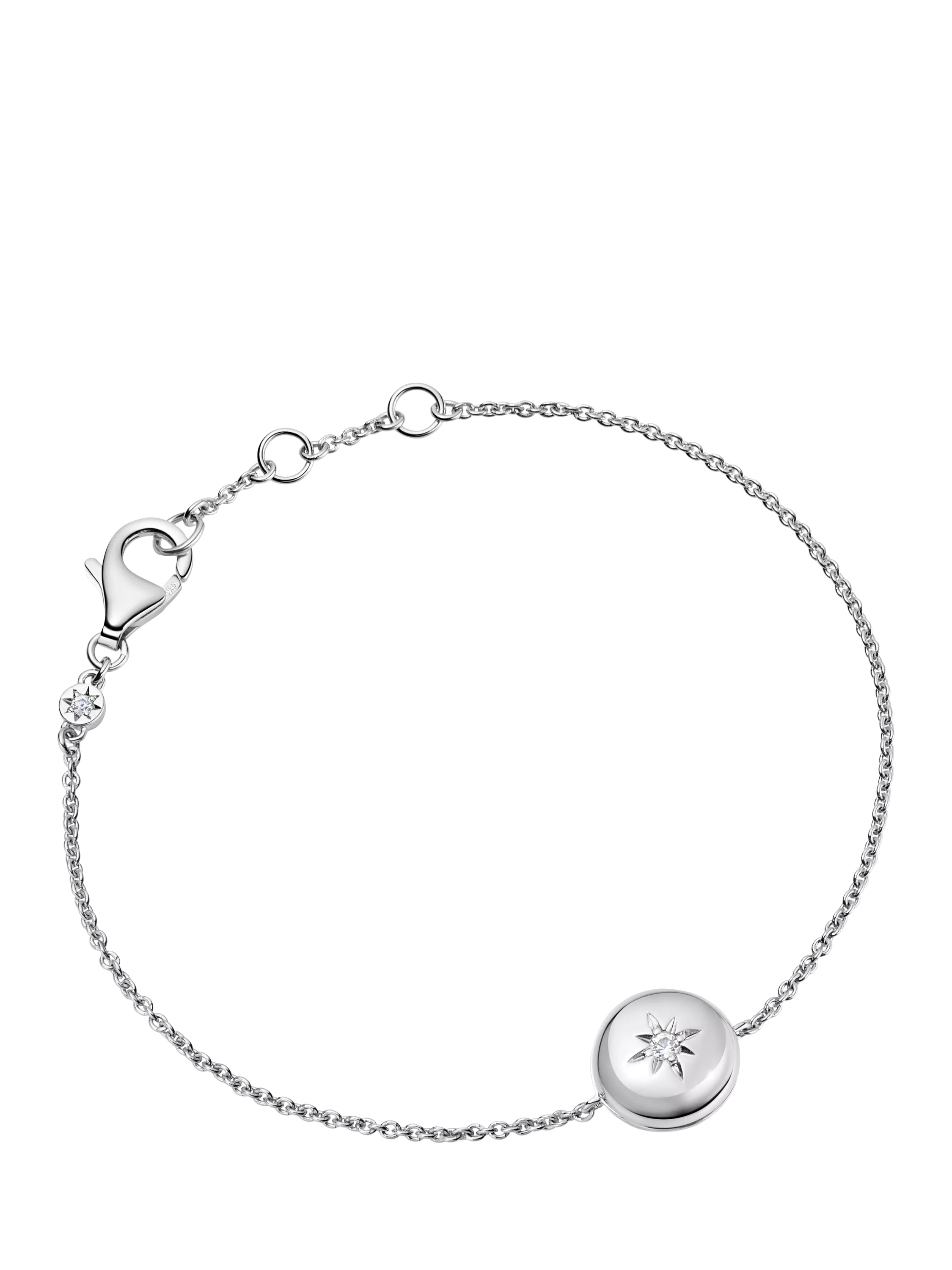 Astley Clarke sterling silver star set mini locket bracelet, UK version