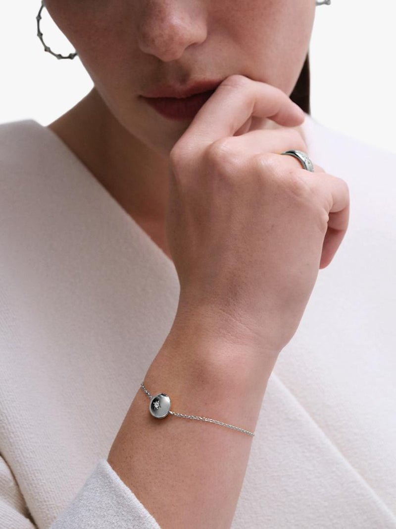Astley Clarke sterling silver star set mini locket bracelet, UK version