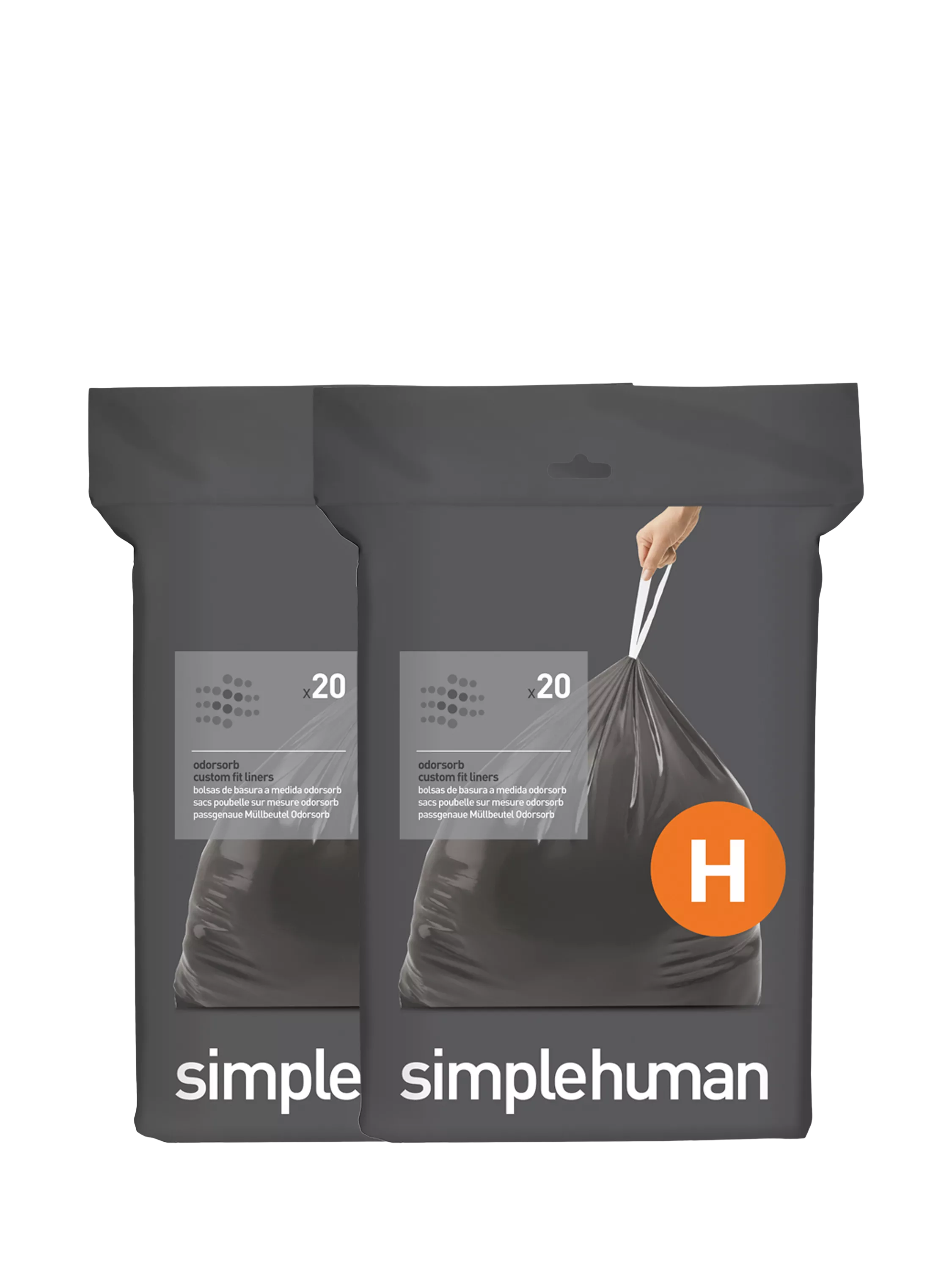 Simplehuman Odorsorb bin liners Code H pack of 40, UK version