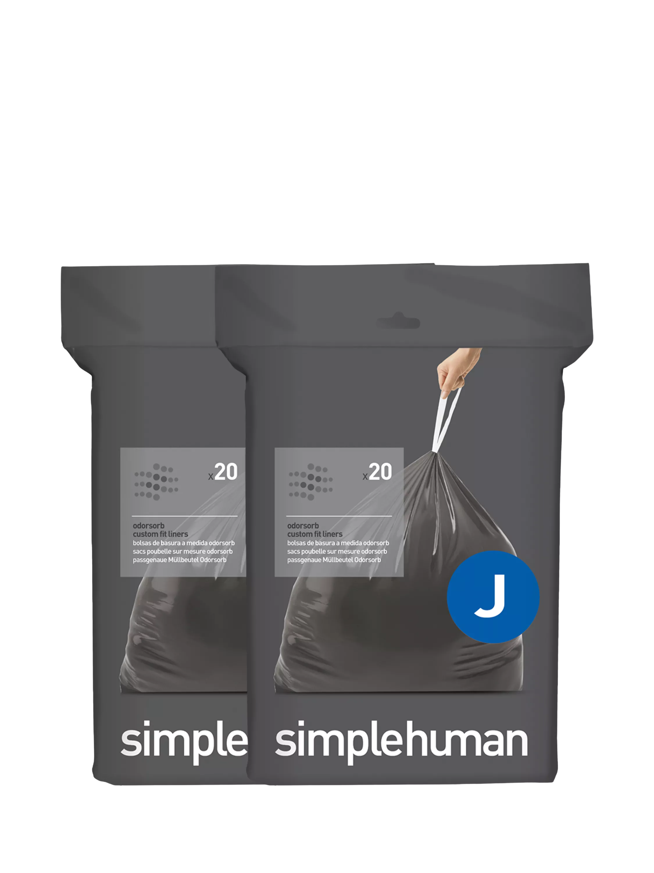 Simplehuman Odorsorb bin liners Code J pack of 40, UK version