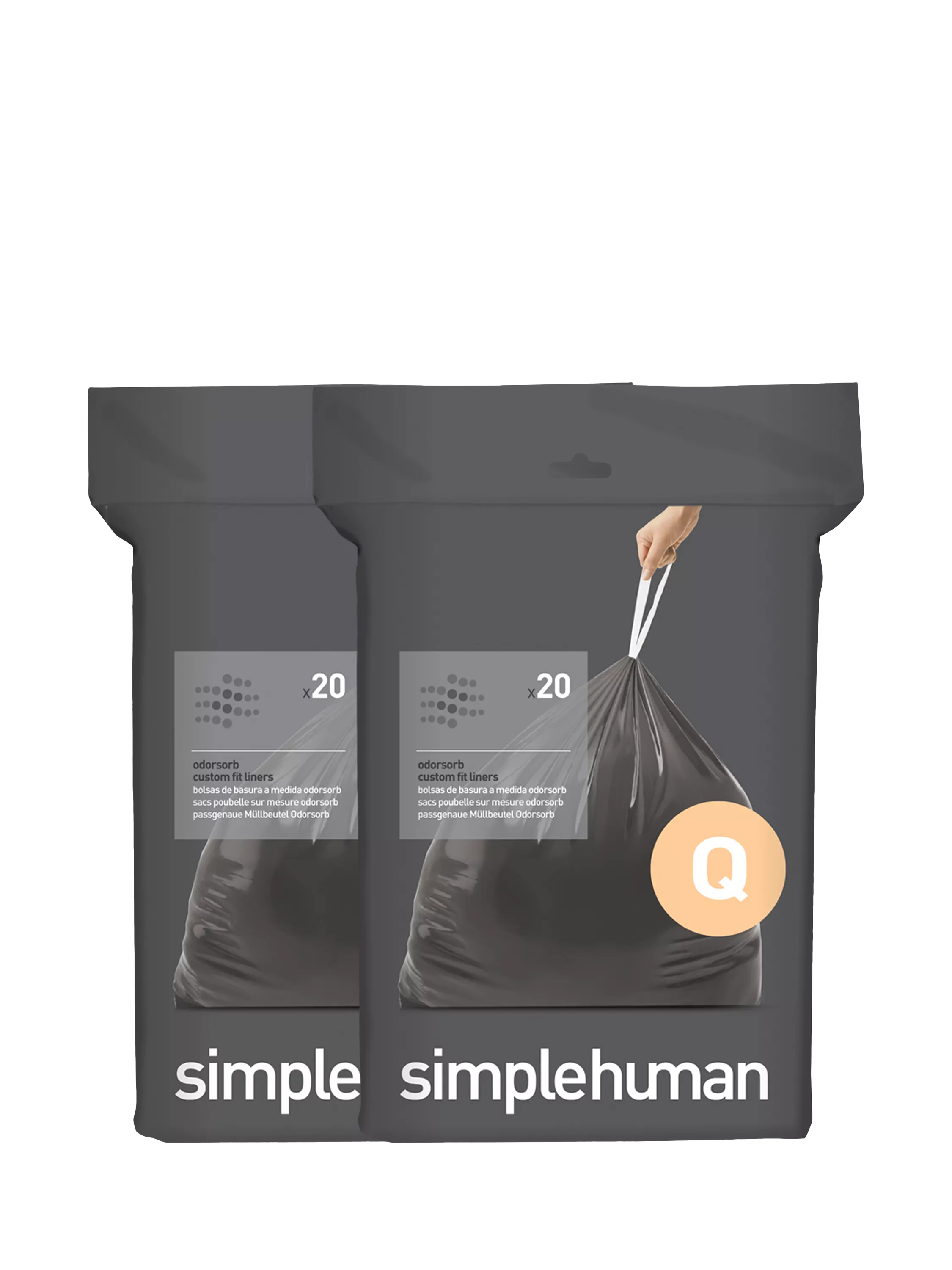 Simplehuman Odorsorb bin liners Code Q pack of 40, UK version