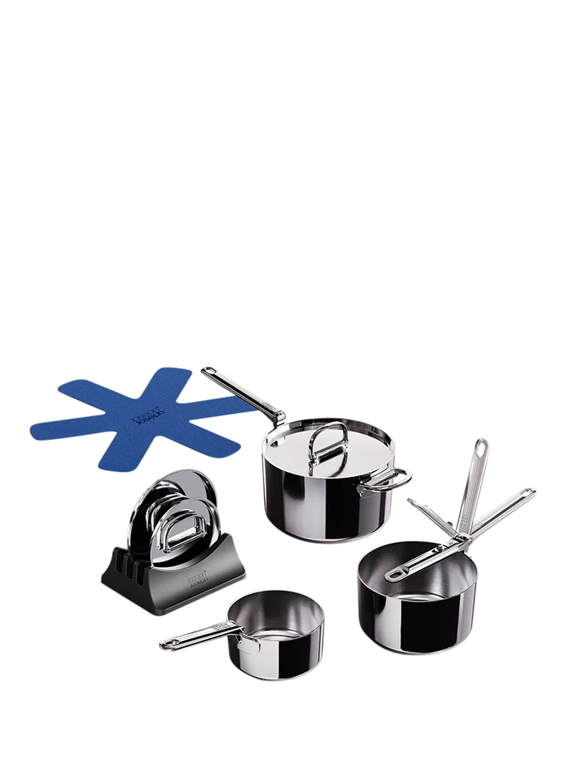 Joseph Joseph Space Folding Handle Stainless Steel Saucepan Set 3-piece, UK version