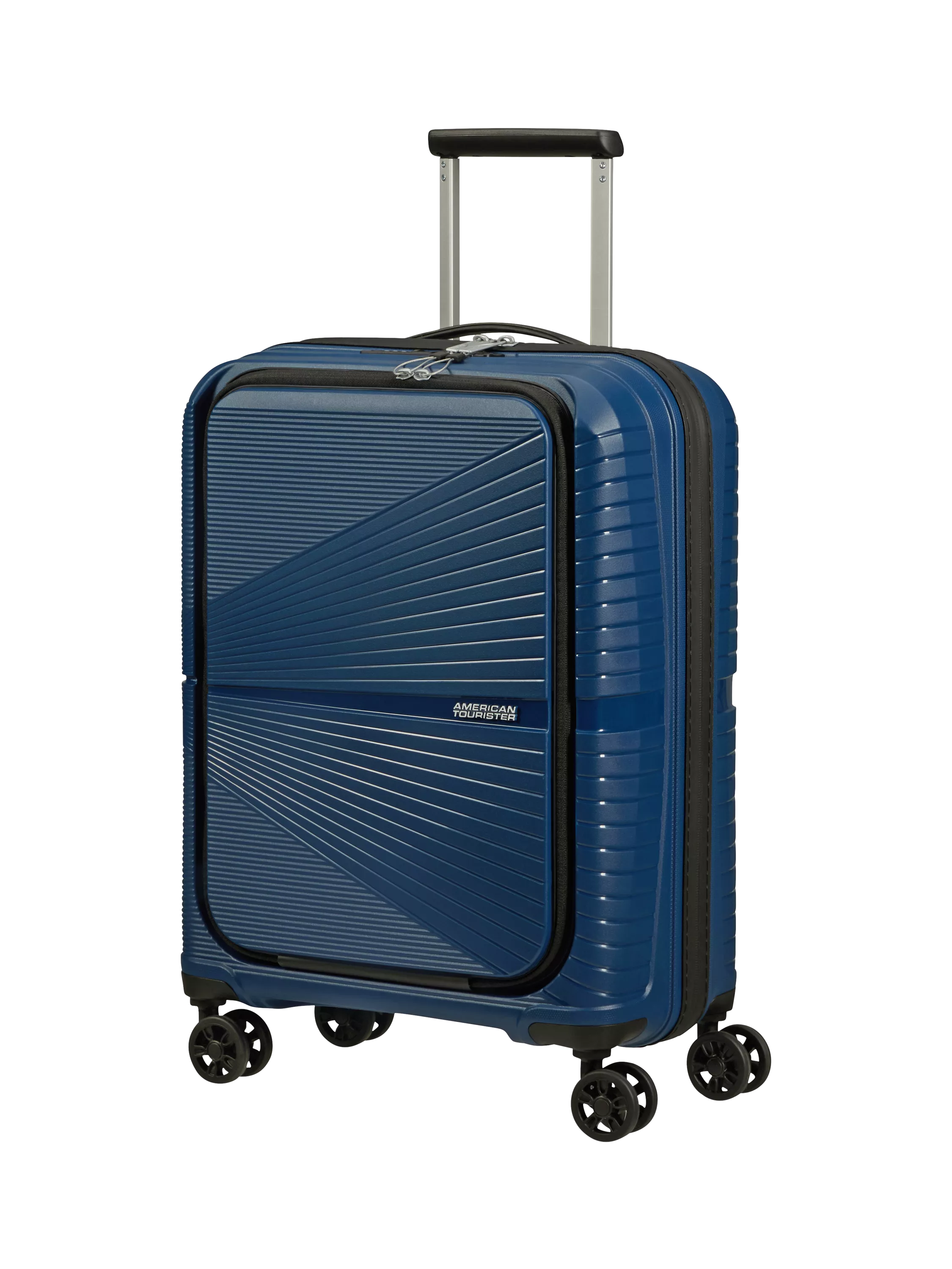 American Tourister Airconic 4-Wheel Spinner 55cm Front Loader Cabin Suitcase, 34L, Onyx Black