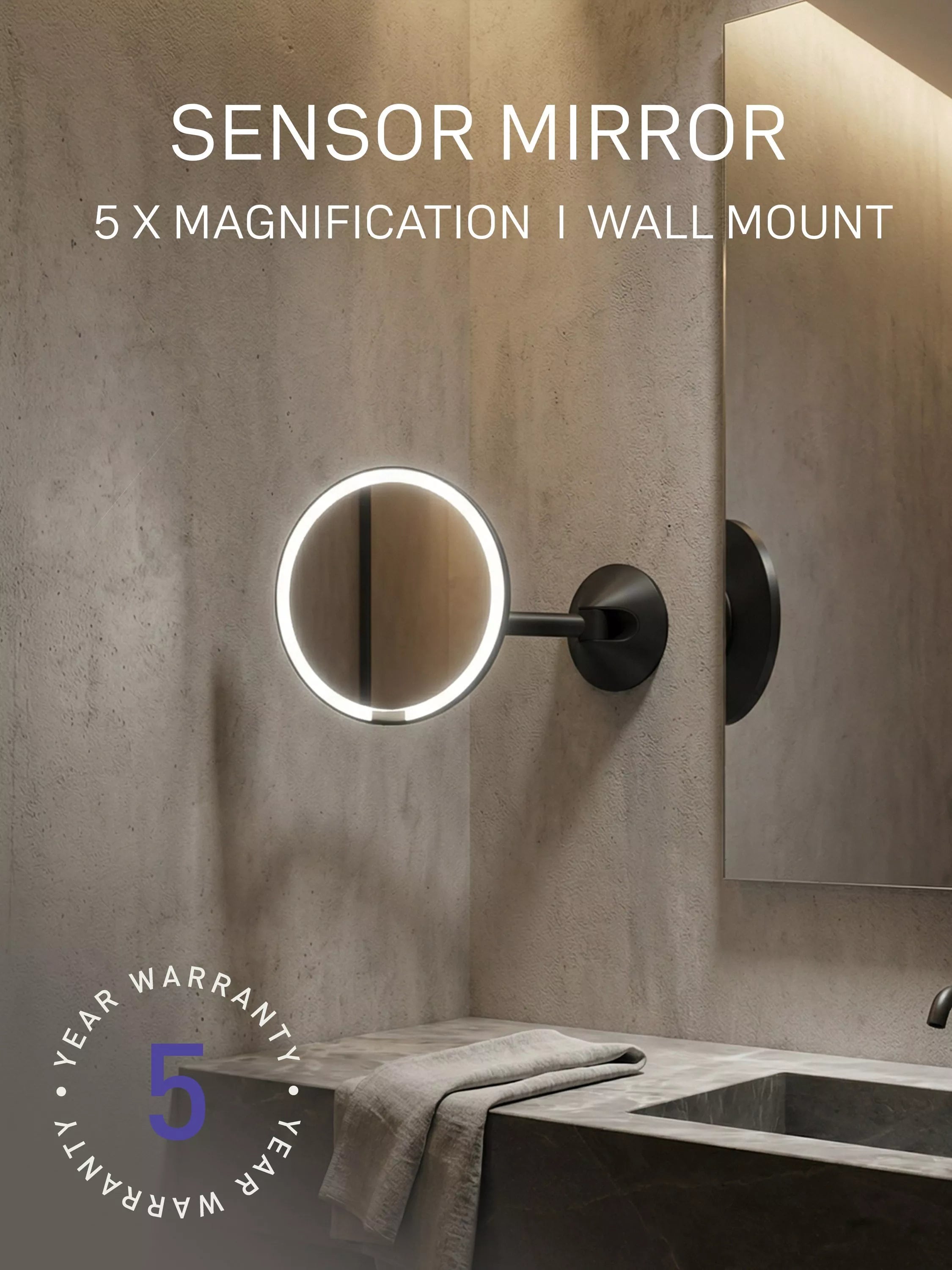 Simplehuman sensor mirror wall mounted 5x magnification, imported from the UK