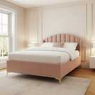 GFW Pettine Kingsize Fabric Ottoman Bed Frame in Pink, UK version