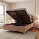 GFW Pettine Kingsize Fabric Ottoman Bed Frame in Pink, UK version