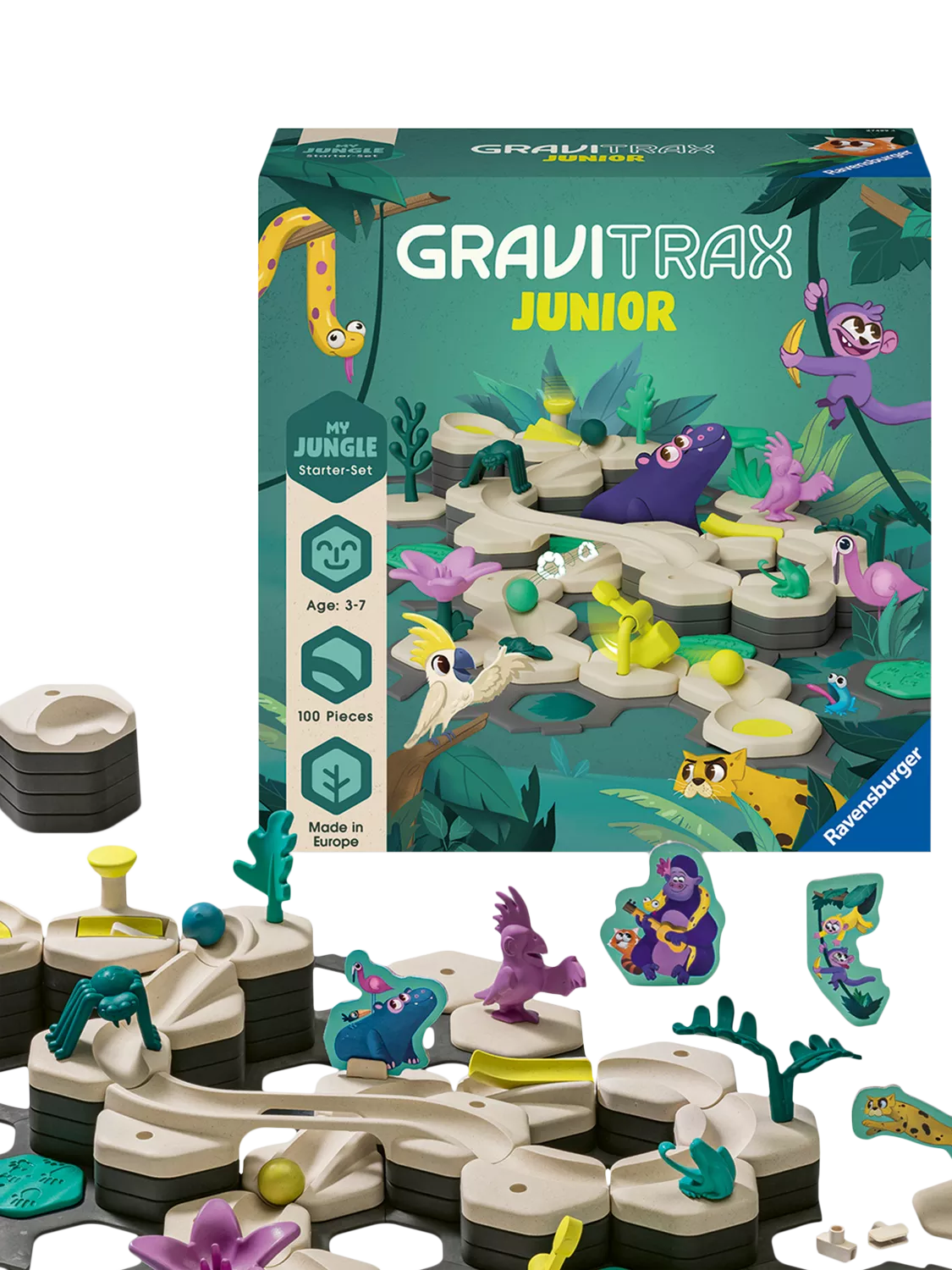 GraviTrax Jungle marble run 100-piece set - British product