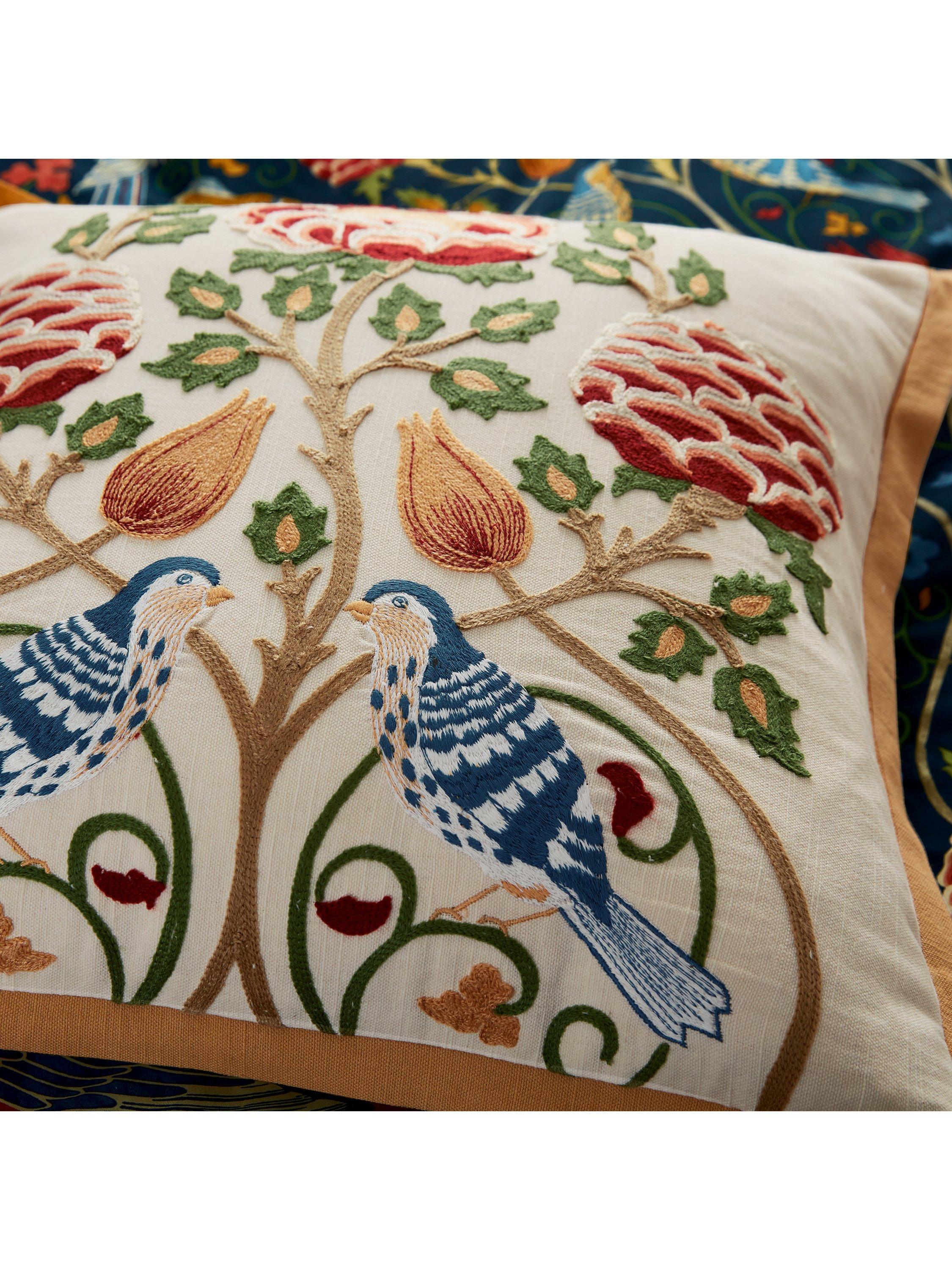 Morris & Co. indigo floral cushion 45cm, imported from the UK