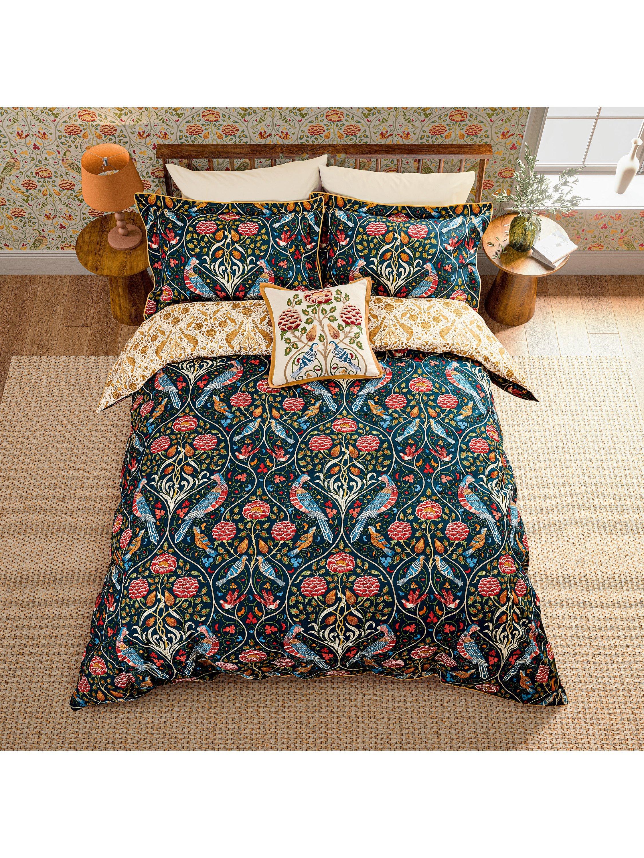 Morris & Co. indigo floral cushion 45cm, imported from the UK