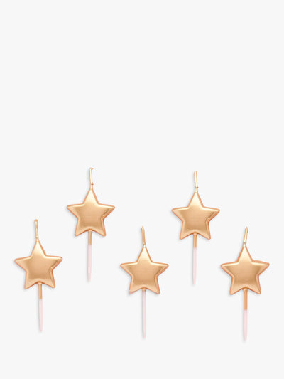 Goldene Stern Kuchenkerzen, Packung mit 5 Stück