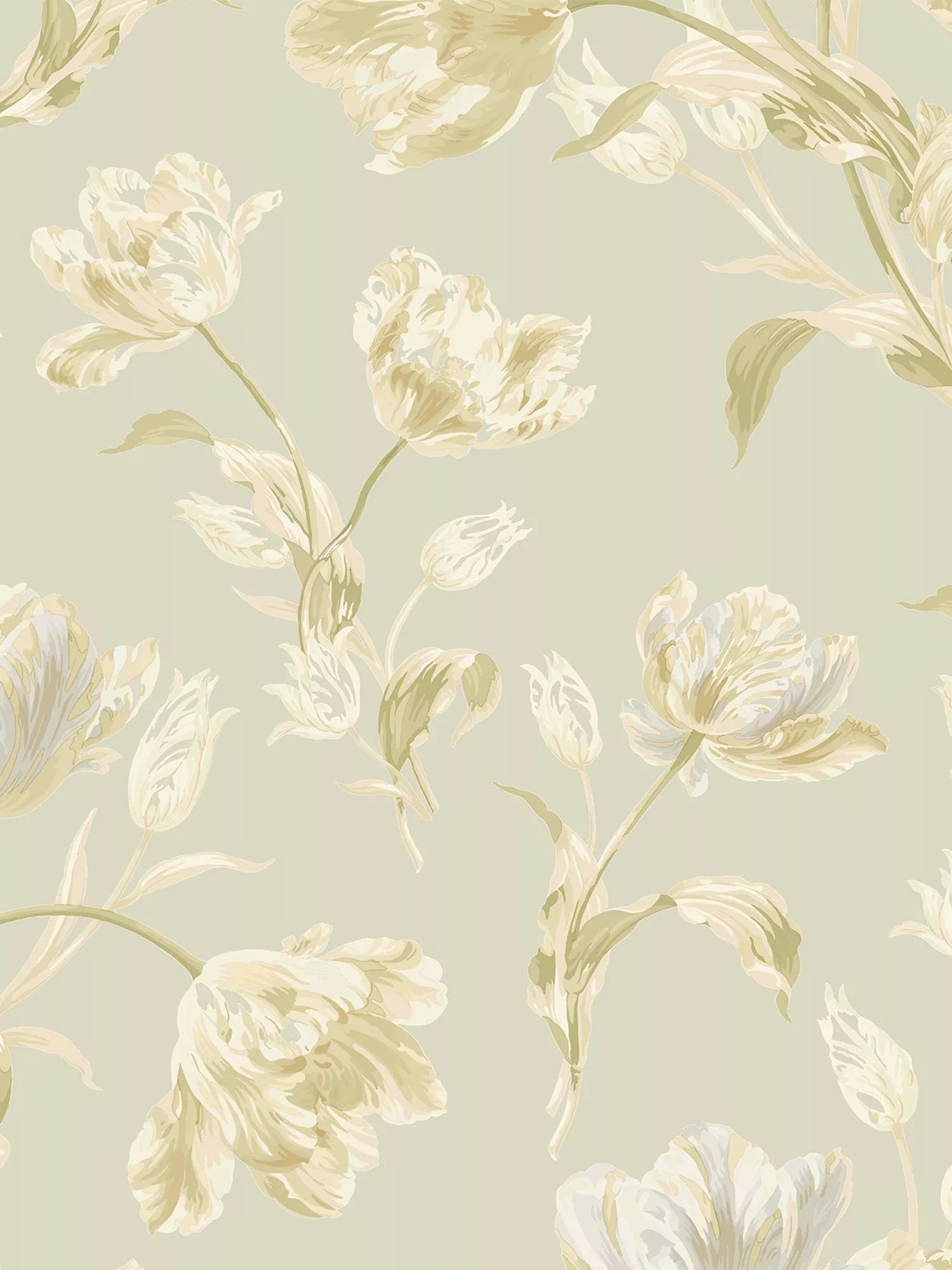Floral Tulip Design Wallpaper in Pale Cranberry