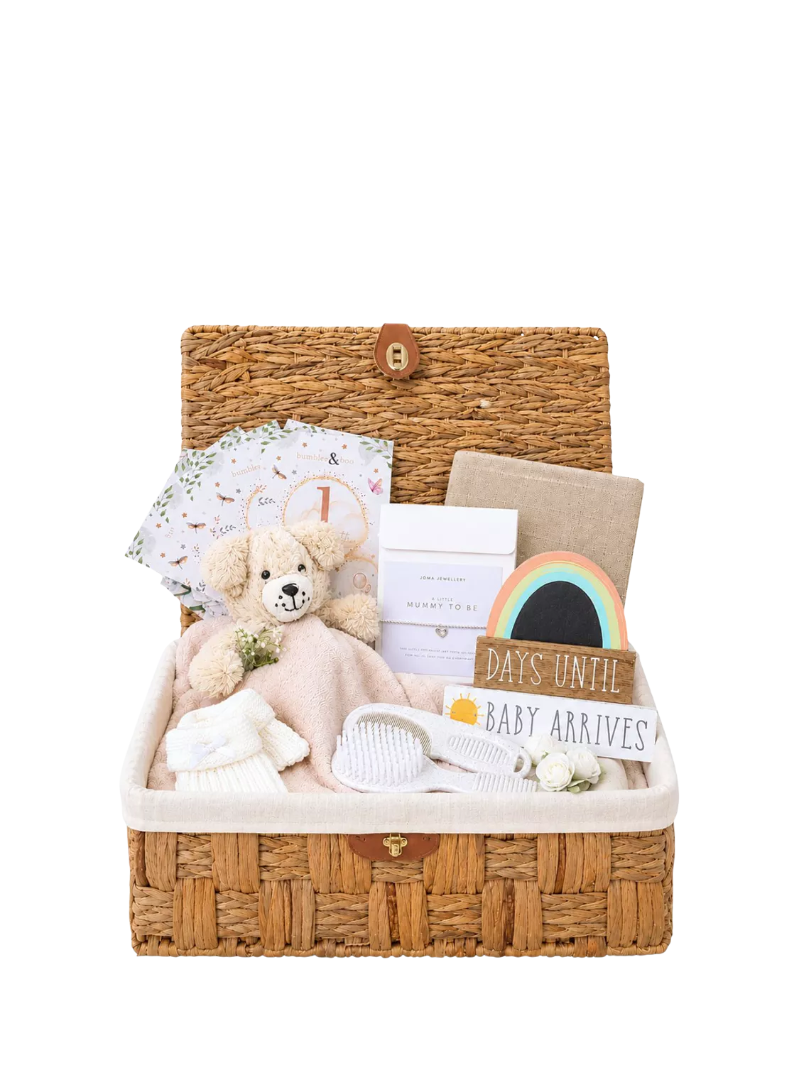 Bumbles & Boo mum-to-be gift hamper with personalised card, imported from the UK