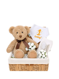 Bumbles & Boo 1st Birthday gift hamper with teddy bear, imported from the UK