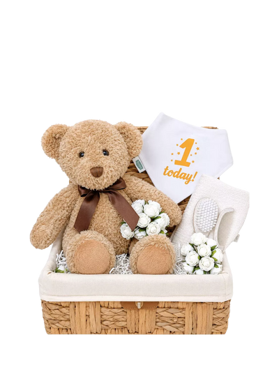 John Lewis Bumbles & Boo Teddy's 1st Birthday Gift Hamper with Personalised Card- Buy online at McGrocer