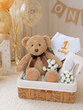Bumbles & Boo 1st Birthday gift hamper with teddy bear, imported from the UK