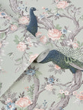 Laura Ashley ornate floral and peacock wallpaper in Iris, UK version